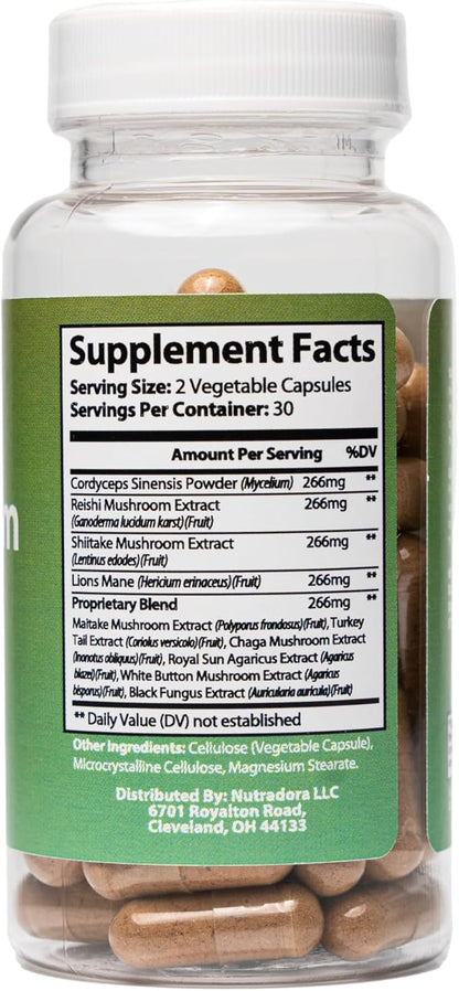 Mushroom Supplement -10 Mushrooms Blend, Reishi,