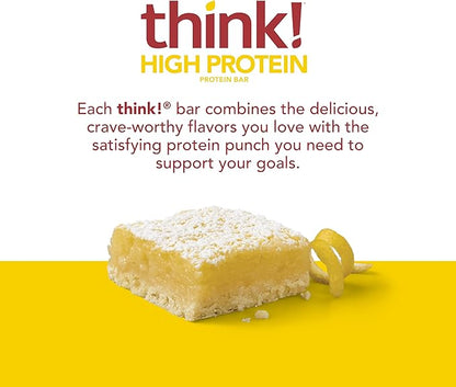 think! Protein Bars, High Protein Snacks, Gluten Free, Kosher Friendly, Lemon Delight, Nutrition Bars, 2.1 Oz per Bar, 10 Count (Packaging May Vary)