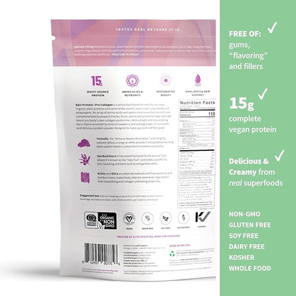 Sprout Living Epic Protein, Plant Based 15 Grams (0.7 Pound, 12 Servings)