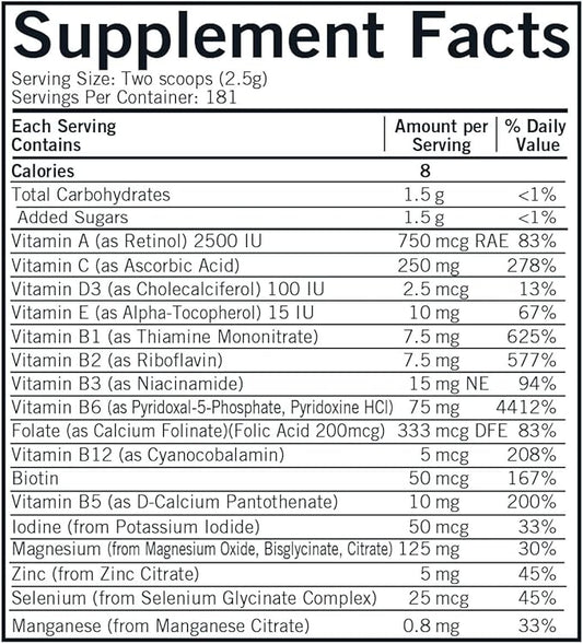 Kirkman Super Nu-Thera® with 25 mg P-5-P Powder - New, Improved Formula! | 454 gm/16 oz | Multi Vitamin