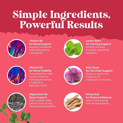 Complete Herbal Menopause Supplement for Women - Multibenefit Menopause Ease Hormone Balance for Women for Night Sweats Mood and More with Dong Quai Vitex Chaste Berry and Black Cohosh - Trial Pack