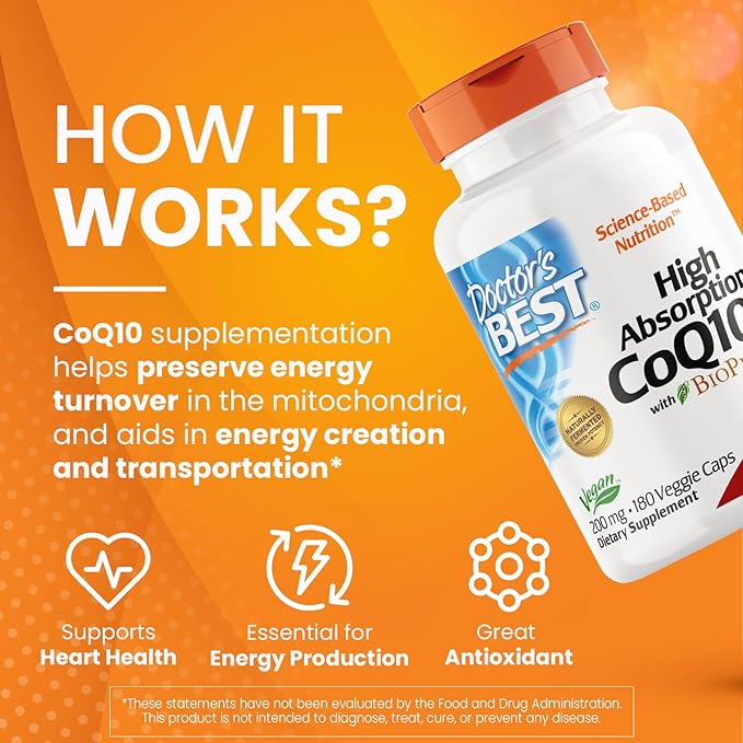 Doctor's Best High Absorption CoQ10 200 mg, 180 count