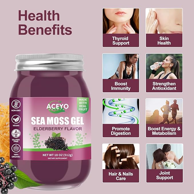 (18 OZ) Irish Elderberry Sea Moss 102 Vitamins