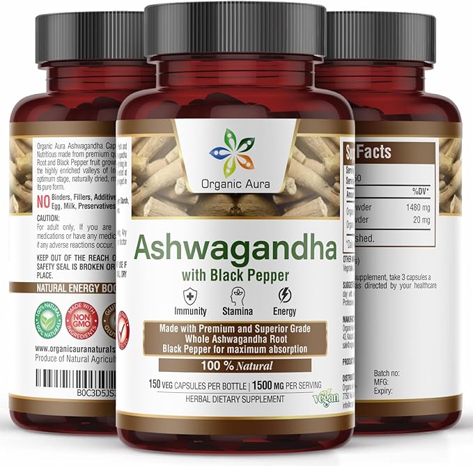 Ashwagandha with Pepper Capsules 1500mg -150