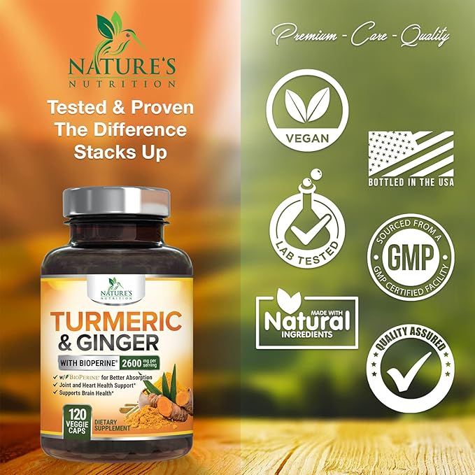 Turmeric Curcumin with BioPerine Black Pepper 95% Standardized 2600mg for 120 Capsules
