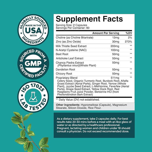 Liver Support Supplement with NAC 120 Capsules