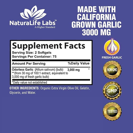 Odorless Pure Garlic 3000 mg per 150 Soft
