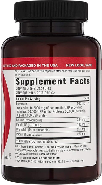 Twinlab Super Enzyme Caps 50 Capsules