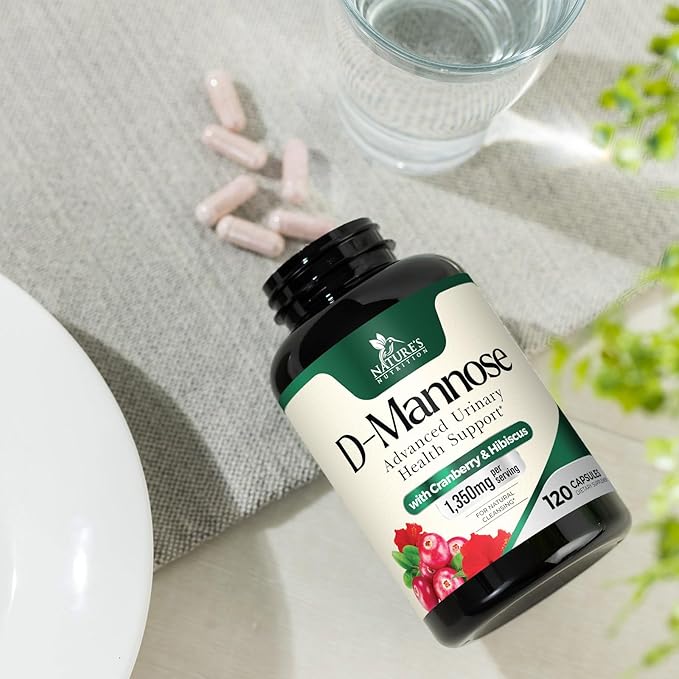 DMannose Pills with Cranberry 1350mg Advanced Formula - Effective Natural Bladder, Urinary Tract Health Support, Flush Impurities - D Mannose Supplements for Women & Men, Non-GMO, Vegan - 120 Capsules