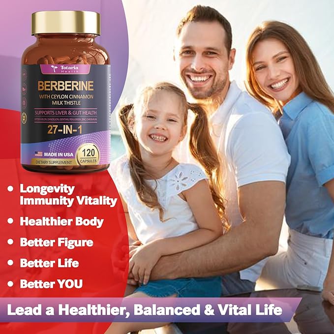 27-in-1 Berberine Supplement with Ceylon Cinnamon, 6000mg - 120 Caps