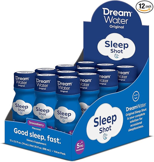 Dream Water Sleep Aid Supplement Drink; 5mg, GABA, 5-HTP; Zero 2.5 oz 12-Count