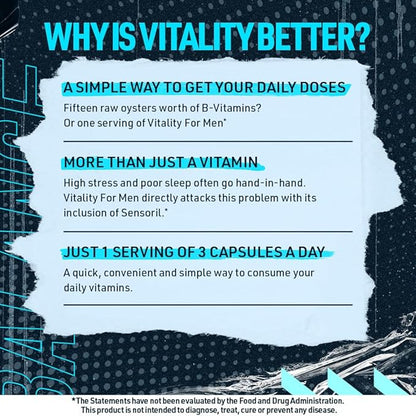 Blue Star Nutraceuticals Vitality for Men - Multivitamin & Mineral Formula for Men who Workout, w/Ashwagandha and B-Vitamins - Energy You’ll Notice - 90 Veggie Capsules