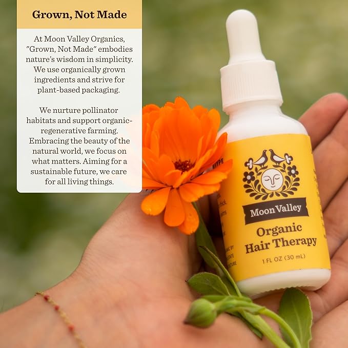 Moon Valley Organics Organic Hair Therapy for Every Type of Hair With MCT Oil, Jojoba Oil, Argan Oil, And Rosemary - Reduce Frizz, Hydrate, Heal Damaged Hair
