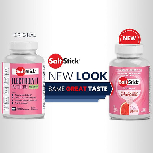SaltStick Electrolyte FastChews - Watermelon Chewable Electrolyte Tablets - Salt Tablets for Runners, Electrolyte Chews for Hydration - 120 Count