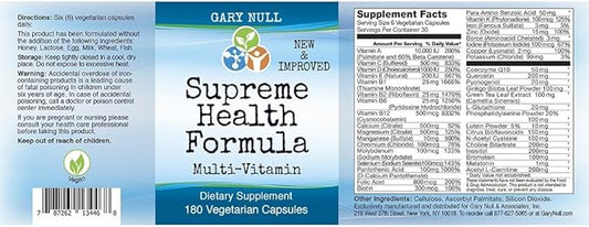 Gary Null Supreme Health Formula 180 Vegi-caps New and Improved