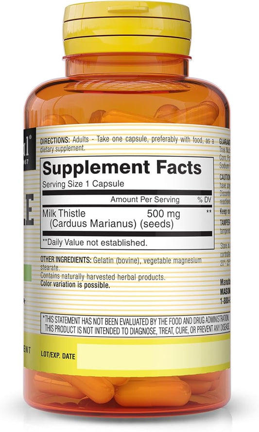 MASON NATURAL Milk Thistle 500 mg 60 Capsules