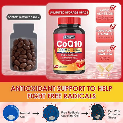 CoQ10 200mg with PQQ & Shilajit Q10 Supplements 120 Veggie