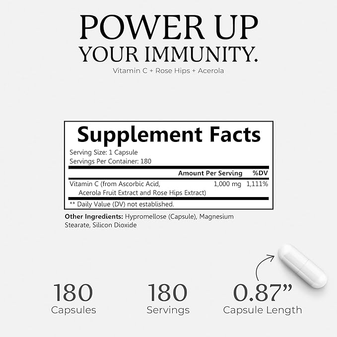 Vitamin C 1000mg 180 VegCaps.