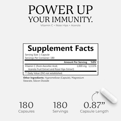 Vitamin C 1000mg 180 VegCaps.