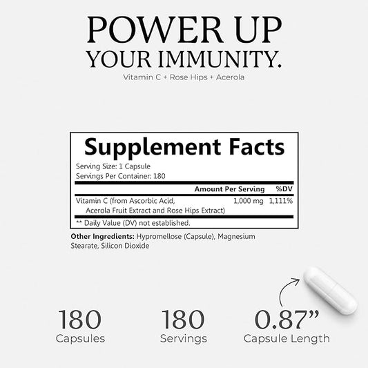 Vitamin C 1000mg 180 VegCaps.