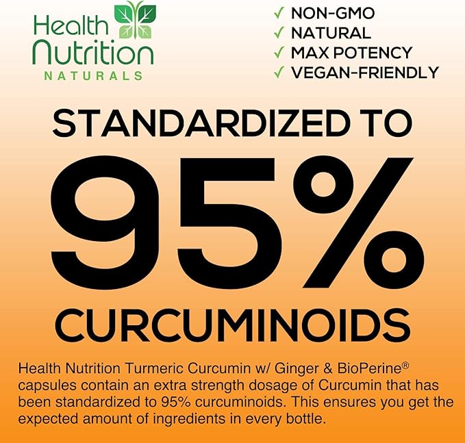 Turmeric Curcumin with BioPerine & Ginger 95% Curcuminoids 2600mg - 240 Capsules
