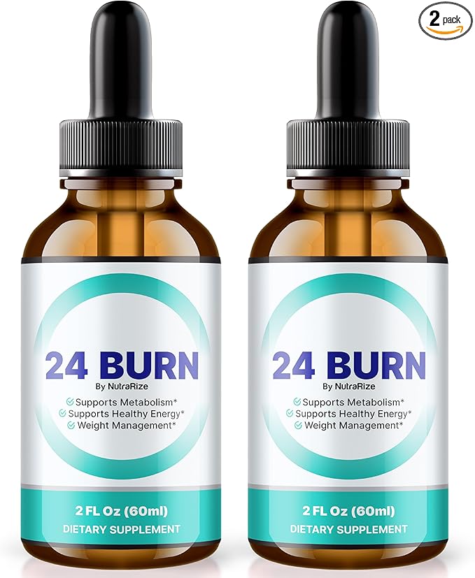 (2 Pack) 24 Burn Drops, All-Natural 24Burn Liquid (60 Servings)