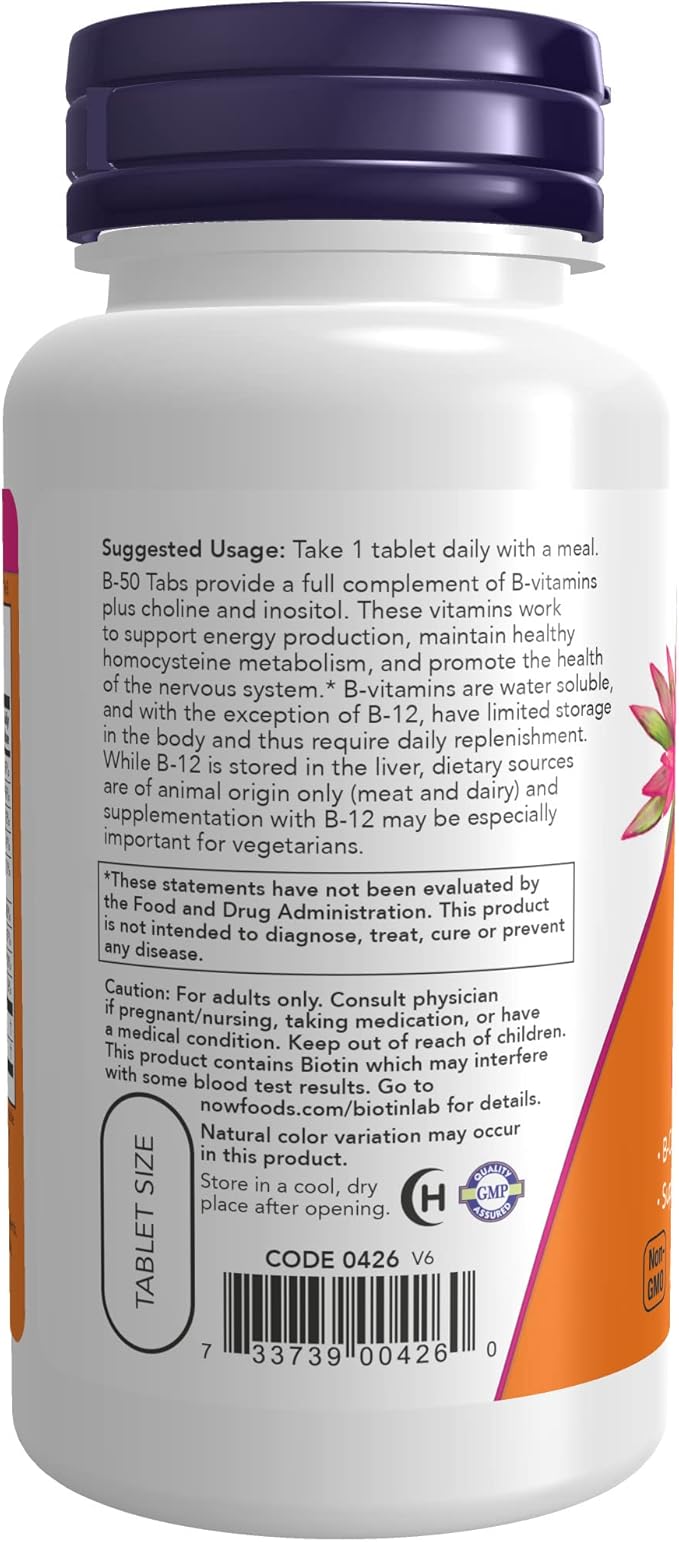 NOW Supplements, Vitamin B-50 mg, Energy 100 Tablets 2)