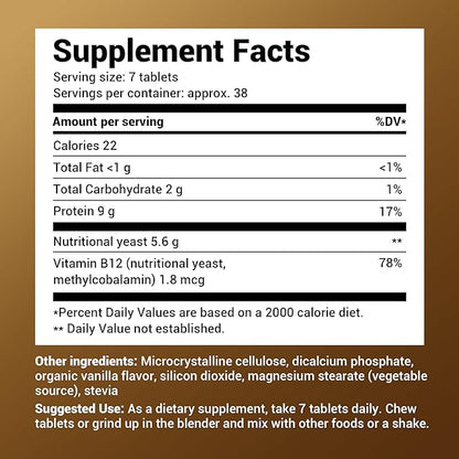 Dr. Berg Nutritional Yeast Tablets – B12 Added 8 B 270 Vegan