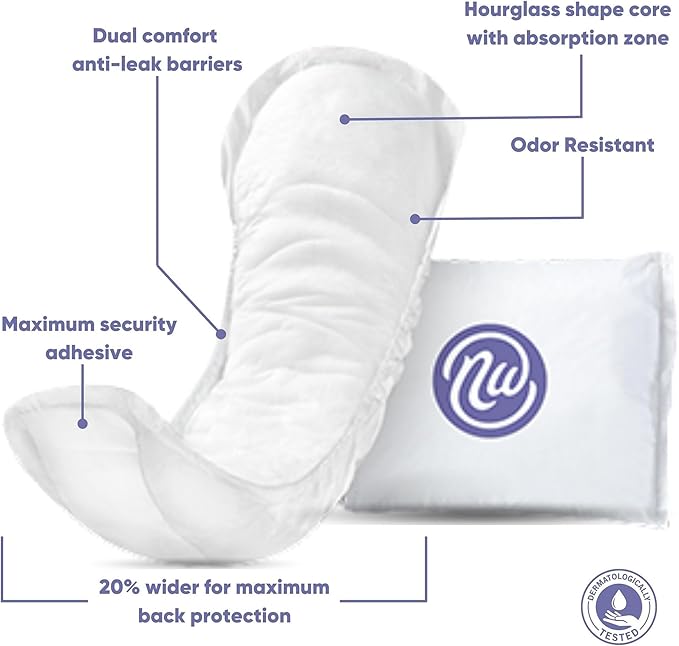 Incontinence Pads for Women, Skin-Safe Design, 15.75 in, 30 Count, 1 Pack