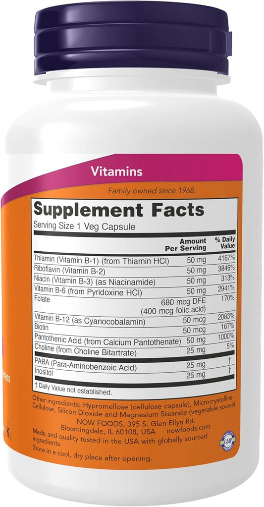 NOW Supplements, Vitamin B-50 mg, Energy 100 Veg