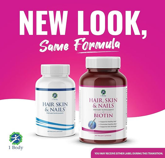 1 Body Hair Skin and Nails 26 Vitamins, 60 Vegan