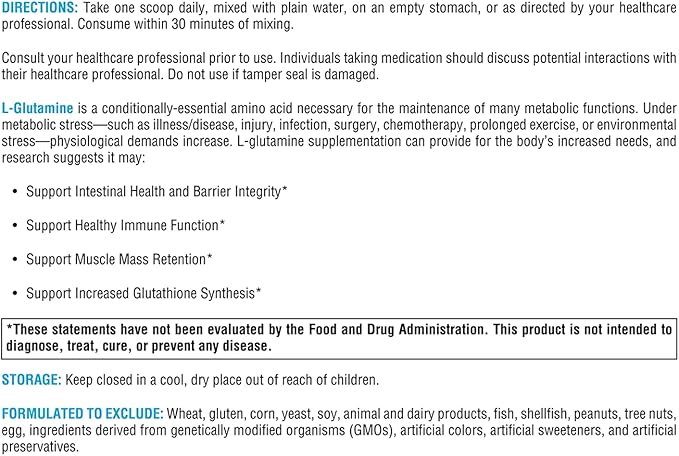 XYMOGEN L-Glutamine Powder Supplement 4000mg L-Glutamine (12 oz 85 Servings)