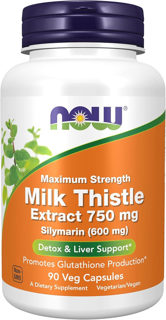 NOW Milk Thistle Extract 750 mg (600 mg), 90 Veg