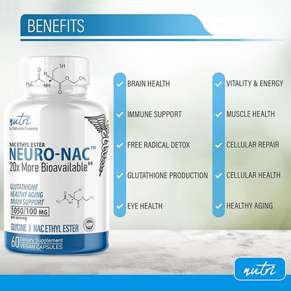 Neuro NAC Supplement N-Acetyl Cysteine Ethyl (2 Pack)- 20x More 600 mg 10x More 120 Capsules