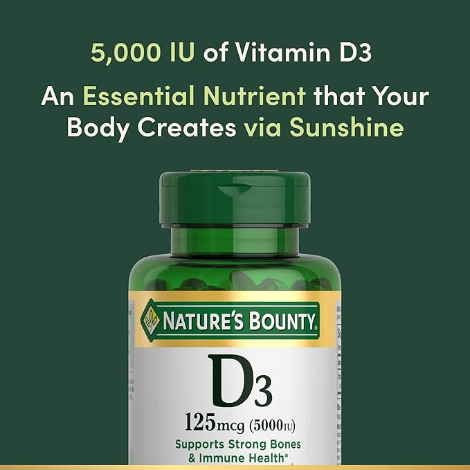 Nature's Bounty Vitamin D3, Immune Support, 125 mcg (5000iu), Rapid 240 Ct