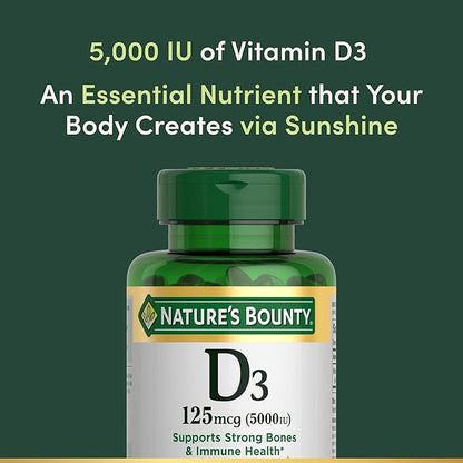 Nature's Bounty Vitamin D3, Immune Support, 125 mcg (5000iu), Rapid 240 Ct