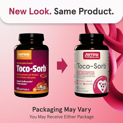 Jarrow Formulas Toco-Sorb Cardiovascular Health and 60 Softgels, 30 Day