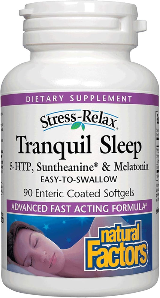 Stress-Relax Tranquil Sleep by Natural Factors, 5-HTP, Melatonin, 90 Softgels