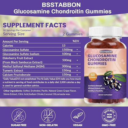 Glucosamine Chondroitin Gummies with MSM Elderberry 60Gummies…