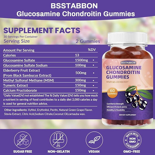 Glucosamine Chondroitin Gummies with MSM Elderberry 60Gummies…