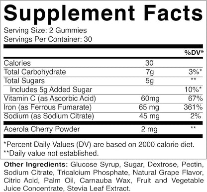 Vitamatic Iron 65 mg Gummies Supplement for Women & Men - 60 Vegan Gummies - Great Tasting Iron Gummy Vitamins with Vitamin C (3)