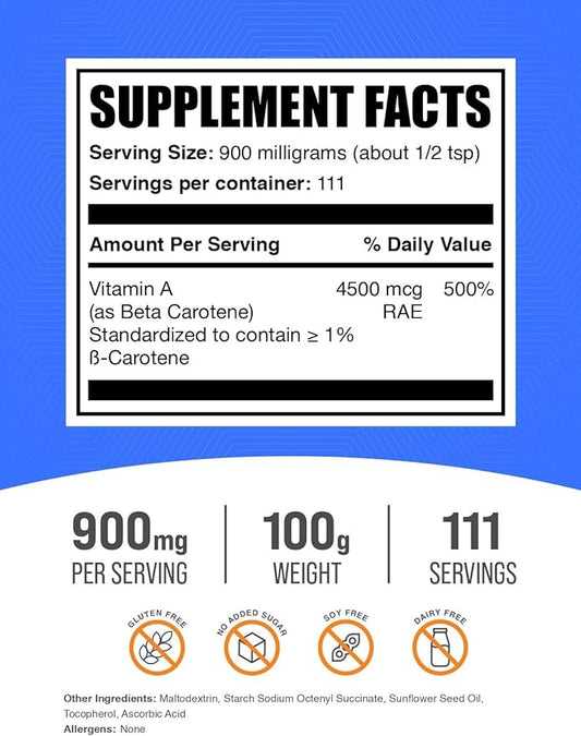 BulkSupplements.com Beta Carotene Powder 900mg per 100g (3.5 (3.5 oz) 1)