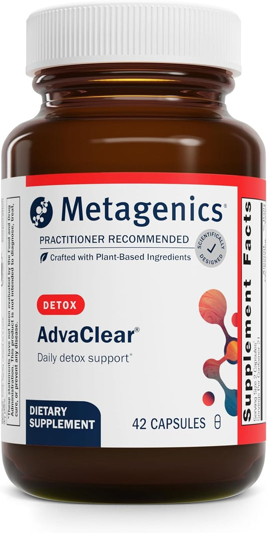 Metagenics AdvaClear - Daily Support for Detoxification* - Detox Supplements* - with Vitamin B12, Pantothenic Acid & Zinc Citrate - 42 Capsules