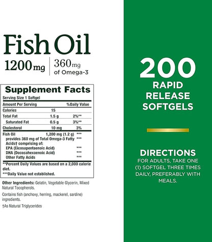 Nature's Bounty Fish Oil, Supports Heart 1200 Mg, 200 Ct 2)