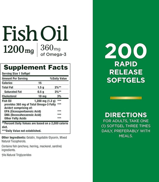 Nature's Bounty Fish Oil, Supports Heart 1200 Mg, 200 Ct 2)