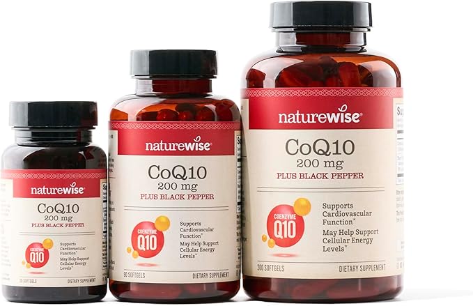 NatureWise CoQ10 200mg Softgels, High Absorption CoQ10 with 200 Softgels[200-Day Softgels[200-Day Supply]