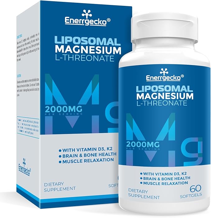 Liposomal Magnesium L-Threonate Softgels 2000mg D3 & K2 - 60 Softgels