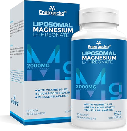 Liposomal Magnesium L-Threonate Softgels 2000mg D3 & K2 - 60 Softgels