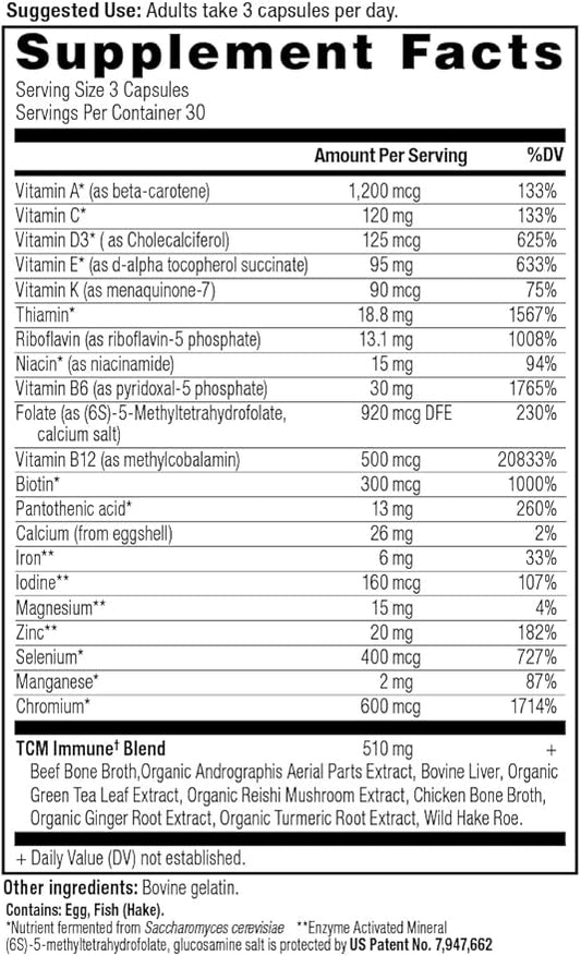 Ancient Nutrition Multivitamin for Immune Support, 21 Vitamins 90 Capsules
