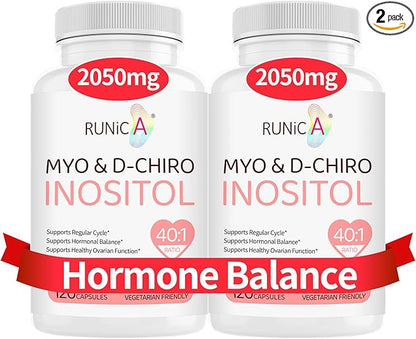 Inositol Supplement - Myo-Inositol & D-Chiro Inositol - 40:1 Ratio - Hormone Balance & Healthy Ovarian Support for Women - Vitamin B8-30 Day Supply